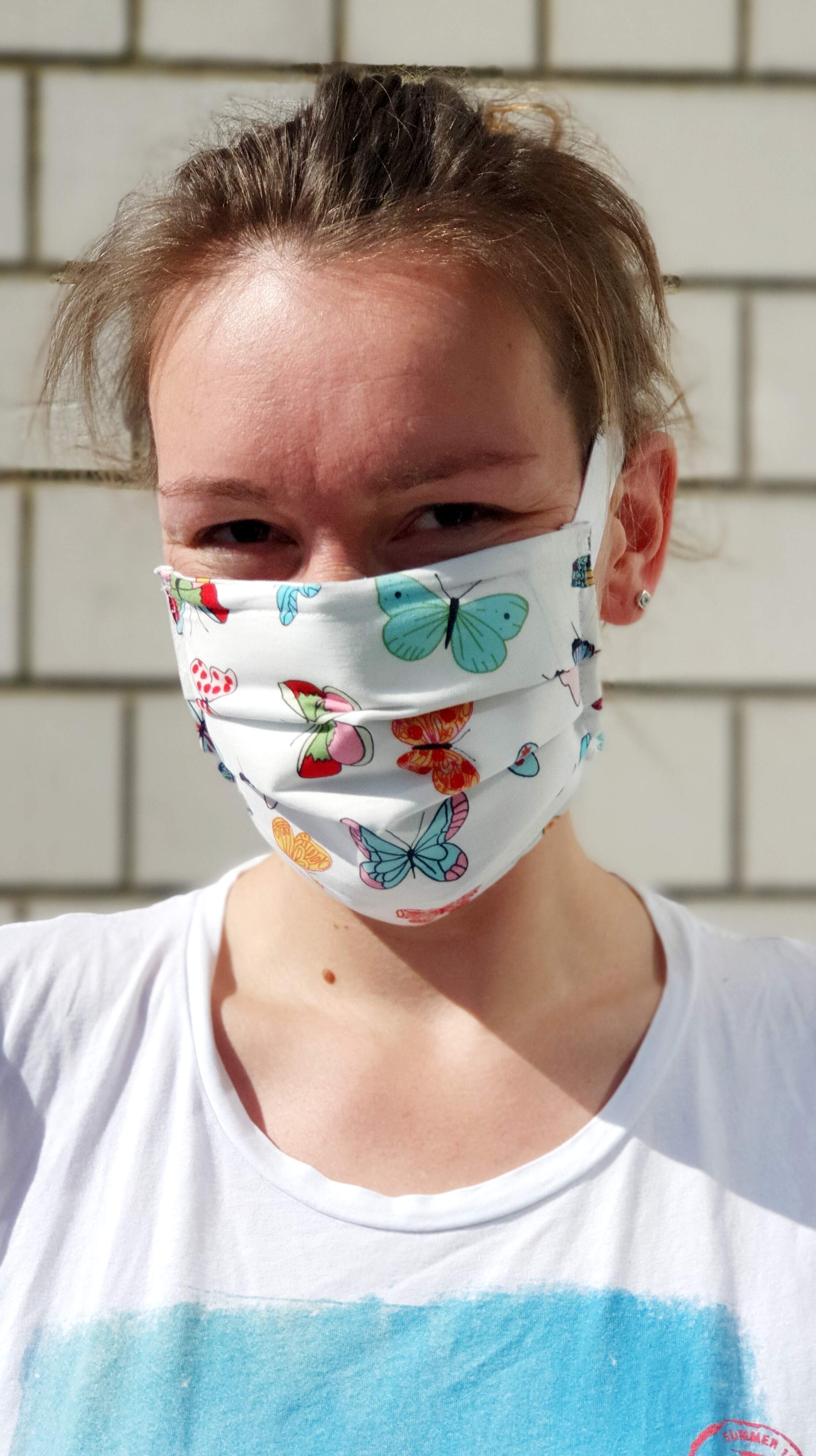f/ür den Au/ßenbereich Schmetterlings-Mundschutz aus Baumwolle Rosa